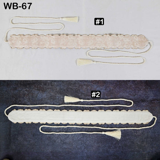Ivory Gold Embroidery Sash Belt: Reversible Velvet, Brocade Boho Wedding Accessory (Customizable)