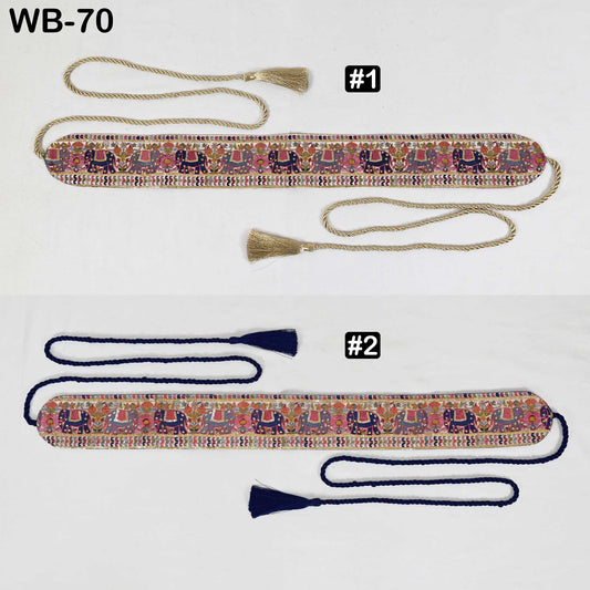 Embroidered Elephant Reversible Belt: Bohemian Ethnic Sash for Dresses (Customizable)