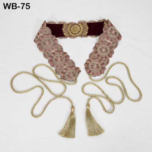 Mauve Gold Wedding Dress Sash Belt Bridal Reversible Embroidery Belt Summer Obi Wrap Women Adjustable Bohemian Ethnic Customized Gift Friend