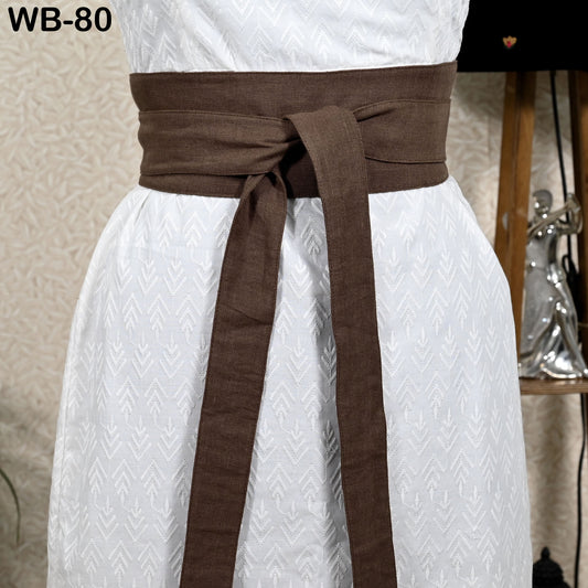 Brown Linen Obi Wrap Sash Belt: Adjustable Bohemian Ethnic Waist Accessory