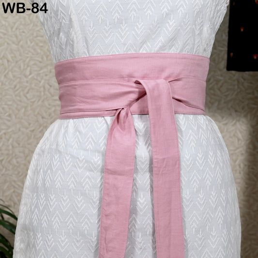 Pink Linen Fabric Belt Obi Wrap Women Sash Belt Adjustable Customized Wedding Dress Gift Sister Wrap & Tie