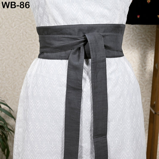 Grey Linen Fabric Belt Obi Wrap Women Sash Belt Adjustable Customized Wedding Dress Gift Sister Wrap & Tie