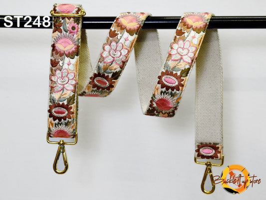 Embroidered Detachable Guitar Strap Crossbody Strap for Purses Bags Embroidery Replacement Messenger Strap Boho Tote Handbag Strap Gift Mom